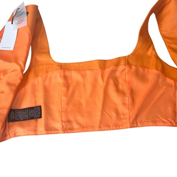 7 For All Mankind Faux Vegan Leather Crop Top Zipper Back Size XL Orange NWT - Picture 11 of 15